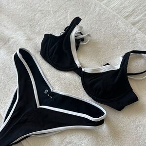 Hollister Black and White Layered Cheeky Bikini Set
